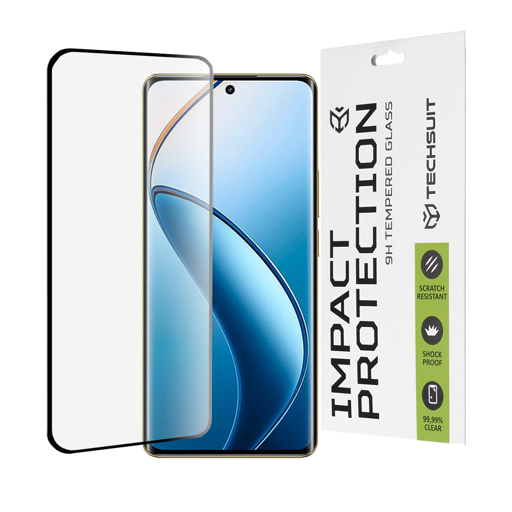 Zaštitna folija za ekran Techsuit za Realme 12 Pro / 12 Pro+, Kaljeno staklo, Full Glue, 111D, Crna