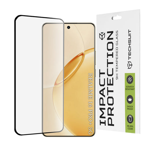 Zaštitna folija za ekran Techsuit za Realme 16 Pro+, Kaljeno staklo, Full Glue, 111D, Crna