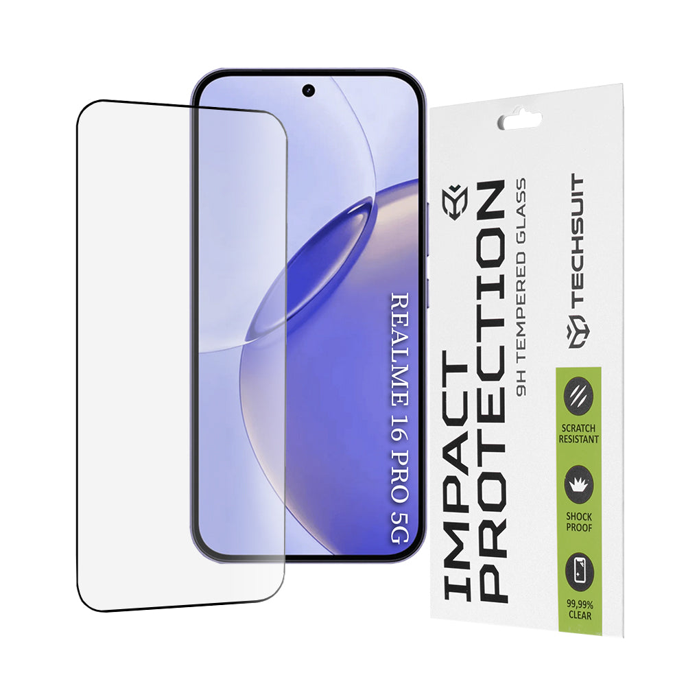 Zaštitna folija za ekran Techsuit za Realme 16 Pro, Kaljeno staklo, Full Glue, 111D, Crna