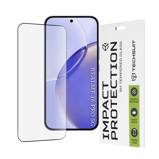 Zaštitna folija za ekran Techsuit za Realme 16 Pro, Kaljeno staklo, Full Glue, 111D, Crna