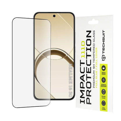 Zaštitna folija za ekran Techsuit za Realme 16, Kaljeno staklo, Full Glue, 111D, Crna