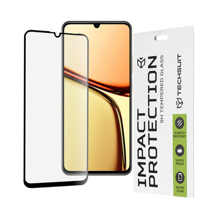 Zaštitna folija za ekran Techsuit za Realme C63 / C61, Kaljeno staklo, Full Glue, 111D, Crna