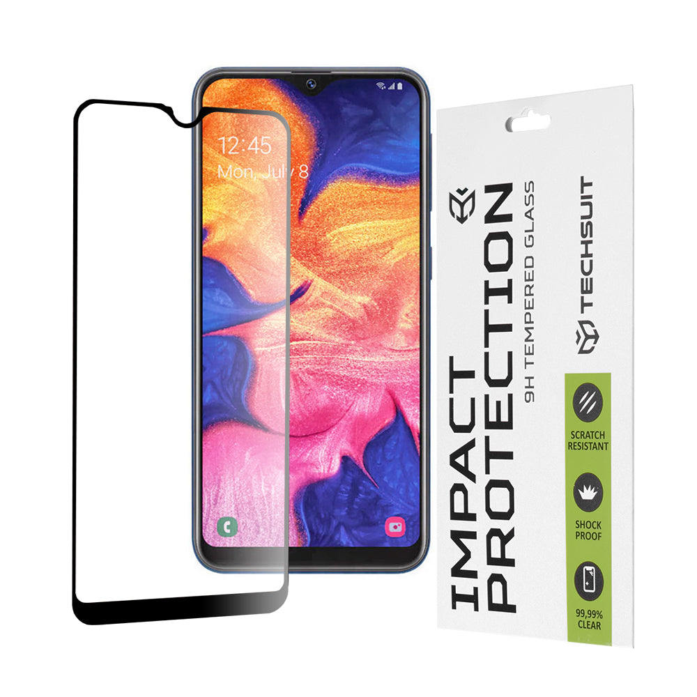 Zaštitna folija za ekran Techsuit za Samsung Galaxy A10e A102 / A20e A202, Kaljeno staklo, Full Glue, 111D, Crna
