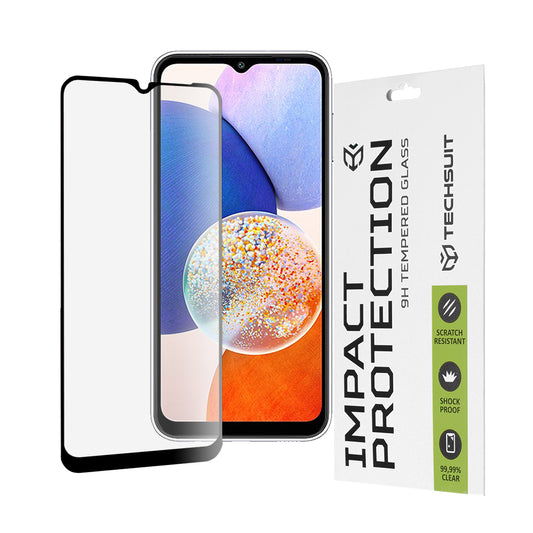 Zaštitna folija za ekran Techsuit za Samsung Galaxy A14 A145 / A14 5G A146, Kaljeno staklo, Full Glue, 111D, Crna
