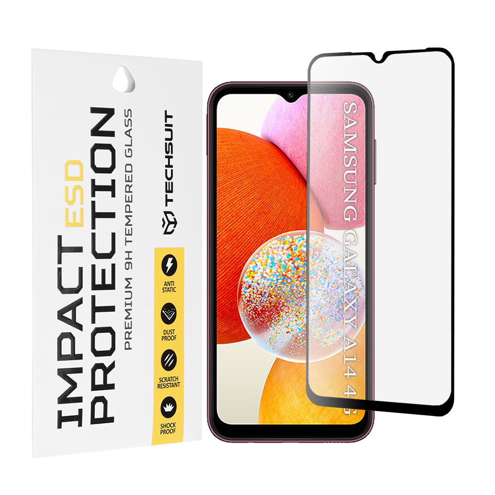 Zaštitna folija za ekran Techsuit za Samsung Galaxy A14 A145 / A14 5G A146, Kaljeno staklo, Full Glue, Crna