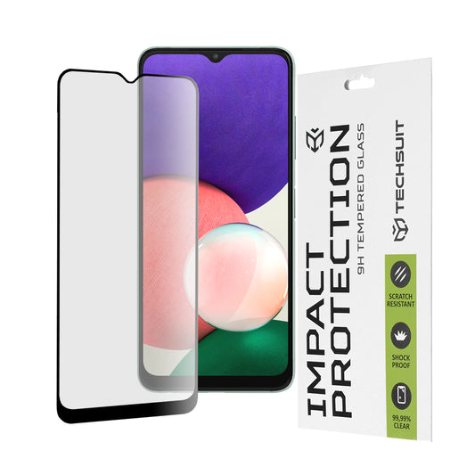 Zaštitna folija za ekran Techsuit za Samsung Galaxy A22 5G A226, Kaljeno staklo, Full Glue, 111D, Crna