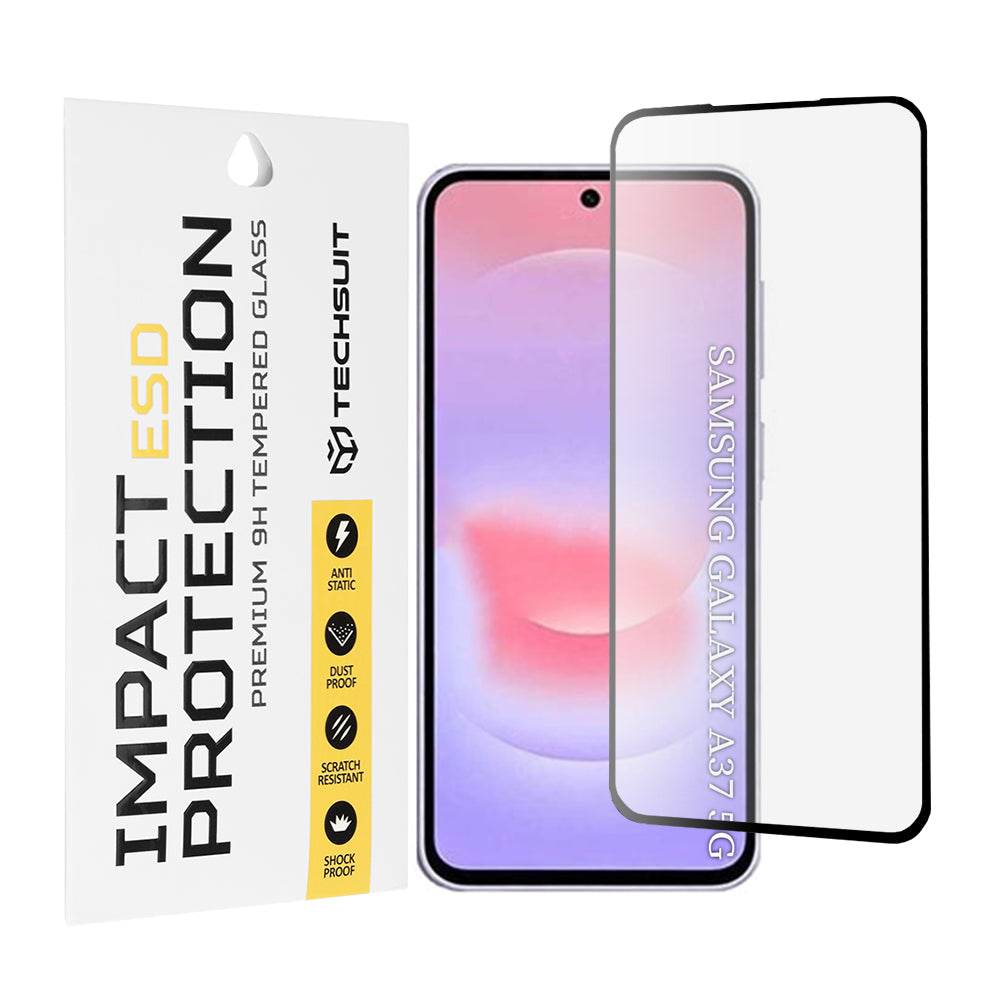 Zaštitna folija za ekran Techsuit za Samsung Galaxy A37 5G, Kaljeno staklo, Full Glue, Crna