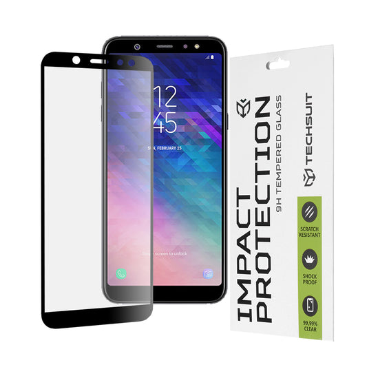 Zaštitna folija za ekran Techsuit za Samsung Galaxy A6 Plus (2018) A605, Kaljeno staklo, Full Glue, 111D, Crna