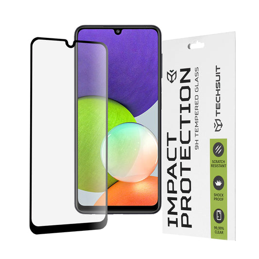Zaštitna folija za ekran Techsuit za Samsung Galaxy M22 M225 / A22 A225, Kaljeno staklo, Full Glue, 111D, Crna