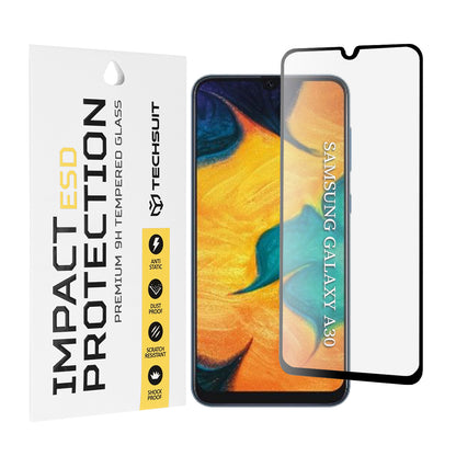 Zaštitna folija za ekran Techsuit za Samsung Galaxy M31 M315 / M21 M215 / A50s A507 / A30s A307 / M30s M307, Kaljeno staklo, Full Glue, Crna