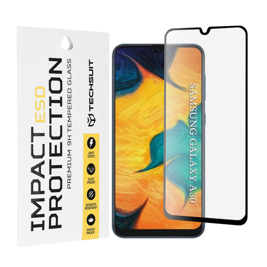 Zaštitna folija za ekran Techsuit za Samsung Galaxy M31 M315 / M21 M215 / A50s A507 / A30s A307 / M30s M307, Kaljeno staklo, Full Glue, Crna