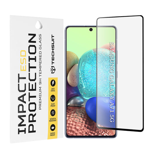 Zaštitna folija za ekran Techsuit za Samsung Galaxy M51 M515 / A71 5G A716 / Note10 Lite N770 / A71 A715, Kaljeno staklo, Full Glue, Crna