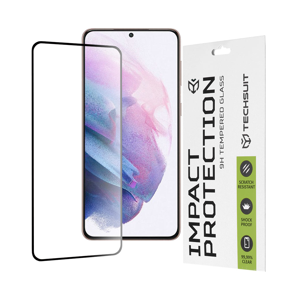 Zaštitna folija za ekran Techsuit za Samsung Galaxy S21+ 5G G996, Kaljeno staklo, Full Glue, 111D, Crna