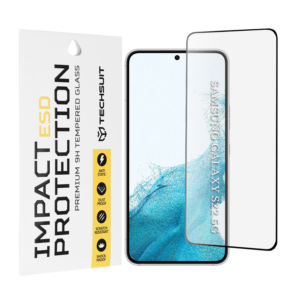 Zaštitna folija za ekran Techsuit za Samsung Galaxy S23 S911 / S22 5G S901, Kaljeno staklo, Puna ljepila, Crna