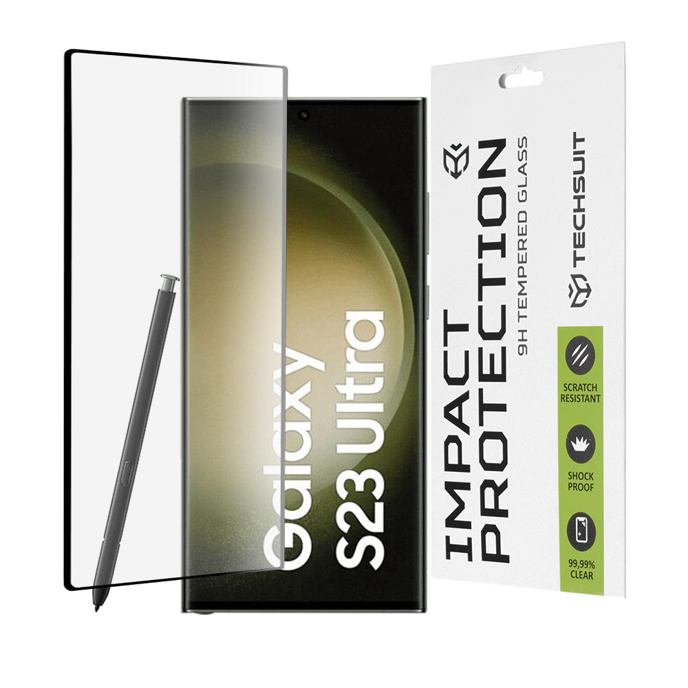 Zaštitna folija za ekran Techsuit za Samsung Galaxy S23 Ultra S918, Kaljeno staklo, Full Glue, 111D, Crna