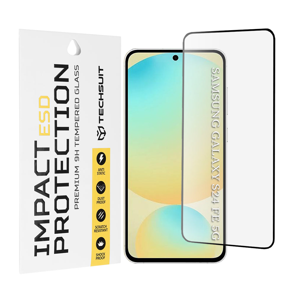 Zaštitna folija za ekran Techsuit za Samsung Galaxy S24 FE S721, Kaljeno staklo, Puna ljepila, Crna