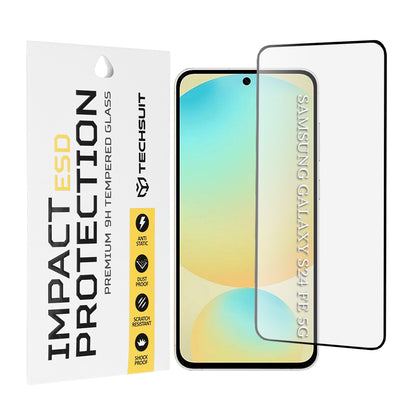 Zaštitna folija za ekran Techsuit za Samsung Galaxy S24 FE S721, Kaljeno staklo, Puna ljepila, Crna