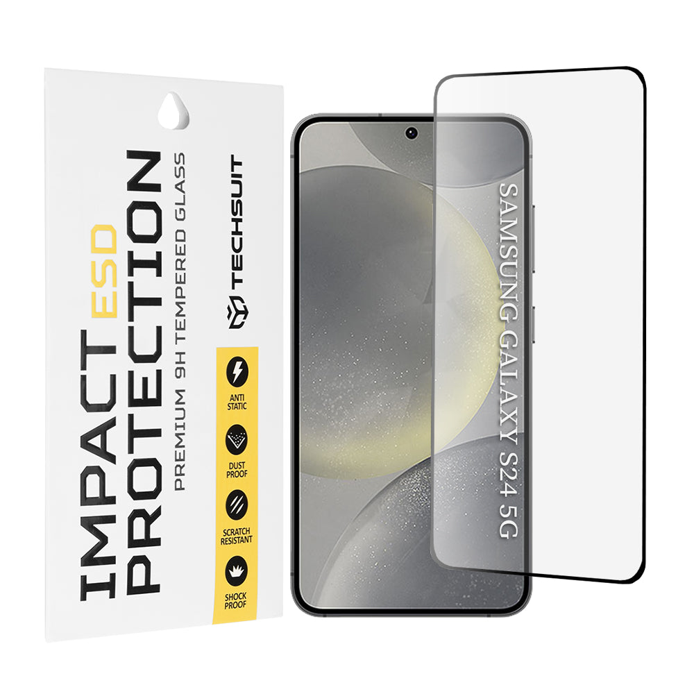 Zaštitna folija za ekran Techsuit za Samsung Galaxy S24 S921, Kaljeno staklo, Puna ljepila, Crna