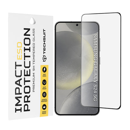 Zaštitna folija za ekran Techsuit za Samsung Galaxy S24 S921, Kaljeno staklo, Puna ljepila, Crna
