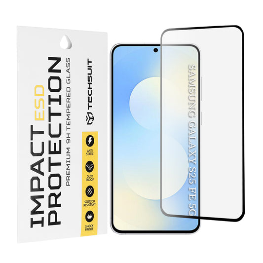 Zaštitna folija za ekran Techsuit za Samsung Galaxy S25 FE, kaljeno staklo, puna ljepila, crna