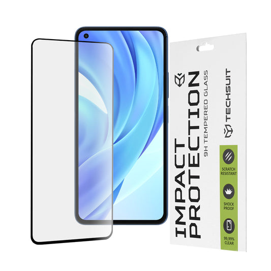 Zaštitna folija za ekran Techsuit za Xiaomi 11 Lite 5G NE / Mi 11 Lite 5G / 11 Lite, Kaljeno staklo, Full Glue, 111D, Crna