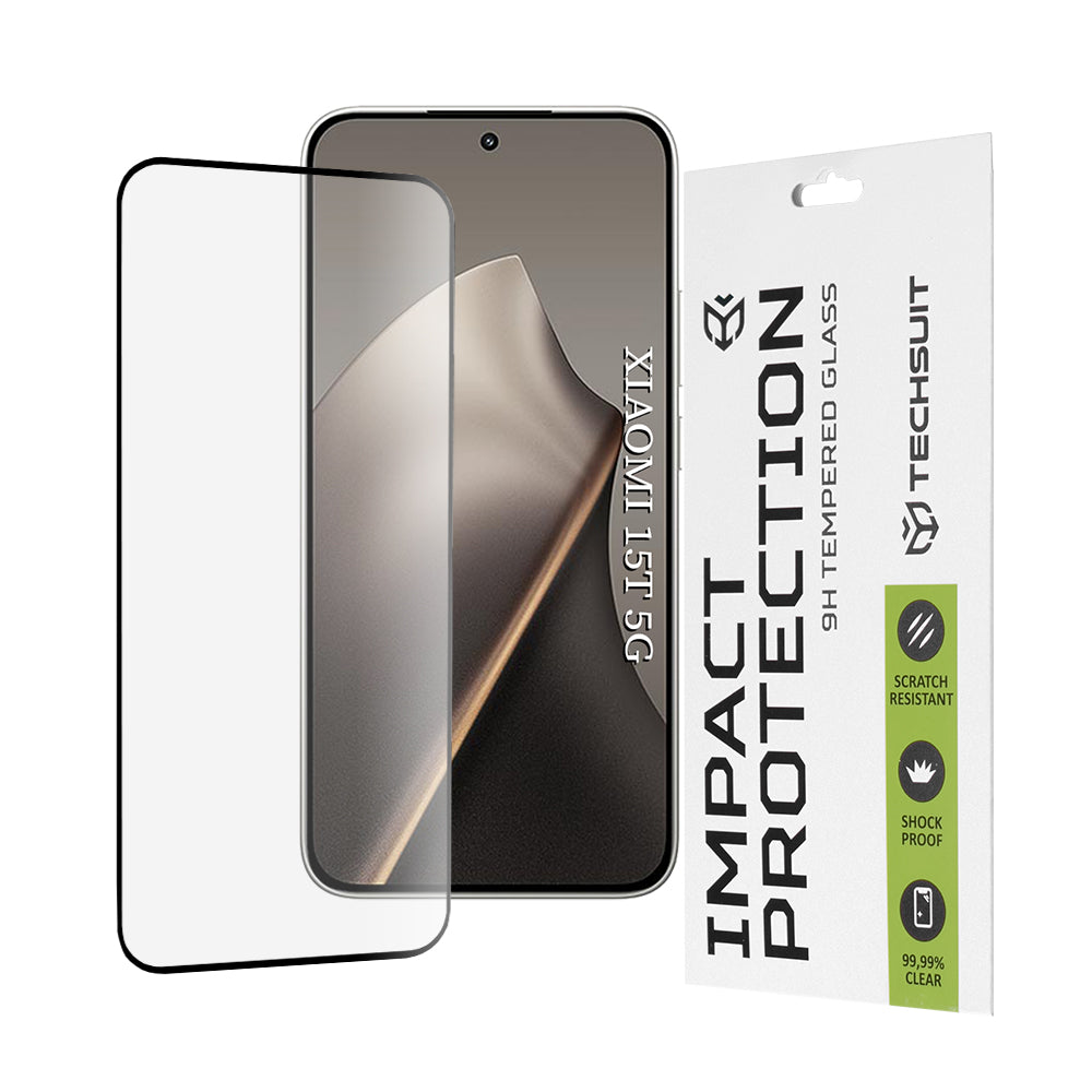 Zaštitna folija za ekran Techsuit za Xiaomi 15T, Kaljeno staklo, Full Glue, 111D, Crna