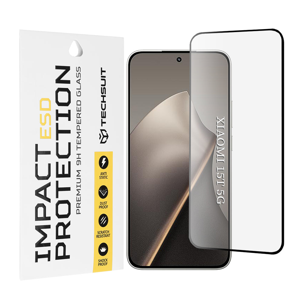 Zaštitna folija za ekran Techsuit za Xiaomi 15T, Kaljeno staklo, Full Glue, Crna