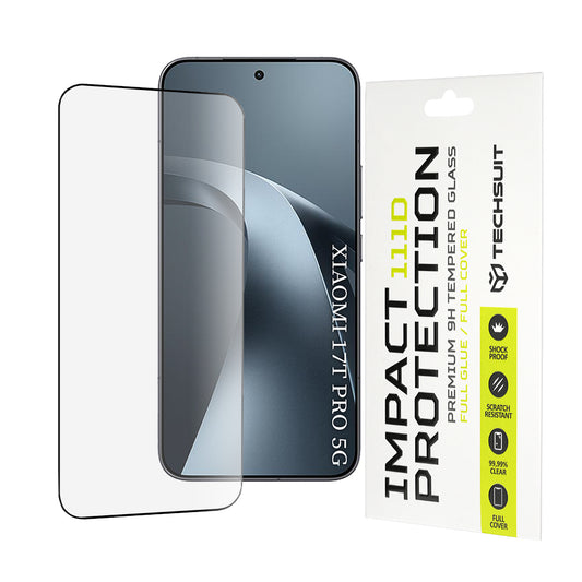 Zaštitna folija za ekran Techsuit za Xiaomi 17T Pro, Kaljeno staklo, Full Glue, 111D, Crna