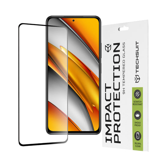 Zaštitna folija za ekran Techsuit za Xiaomi Poco F3 / Mi 11i, Kaljeno staklo, Full Glue, 111D, Crna