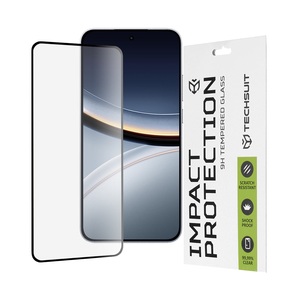 Zaštitna folija za ekran Techsuit za Xiaomi Poco F7, Kaljeno staklo, Full Glue, 111D, Crna