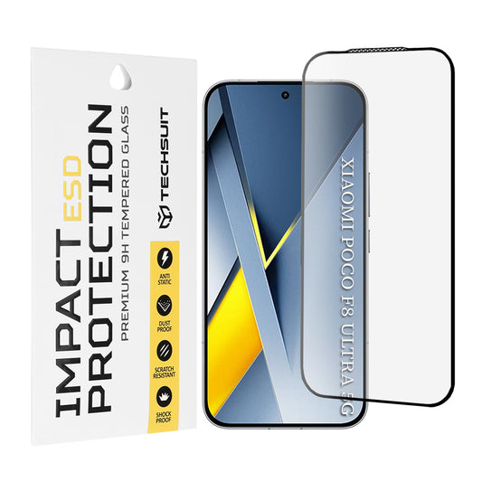 Zaštitna folija za ekran Techsuit za Xiaomi Poco F8 Ultra, Kaljeno staklo, Full Glue, Crna