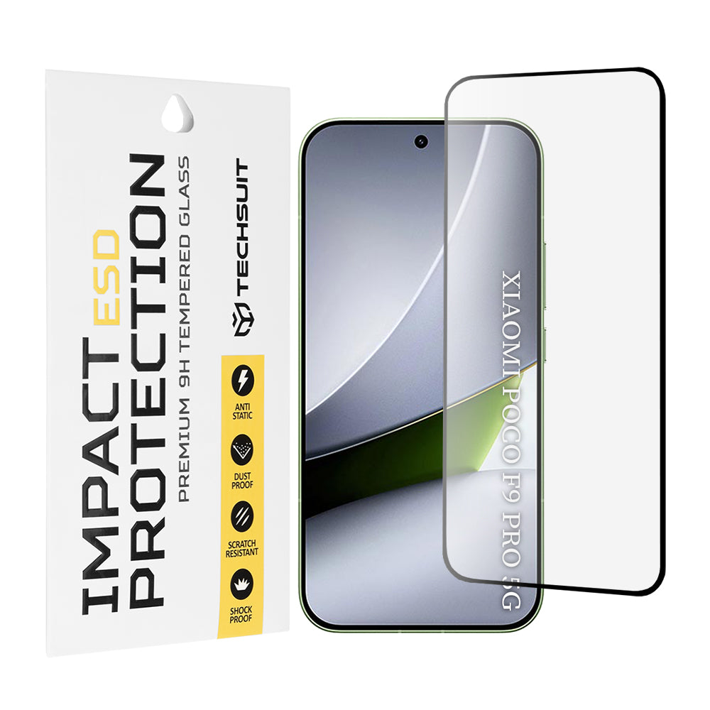 Techsuit zaštitna folija za zaslon za Xiaomi Poco F9 Pro, kaljeno staklo, potpuno ljepljiva, crna