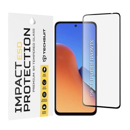 Zaštitna folija za ekran Techsuit za Xiaomi Redmi 13 5G / 13 / 12 5G / 12 / Poco M6 4G, Kaljeno staklo, Full Glue, Crna