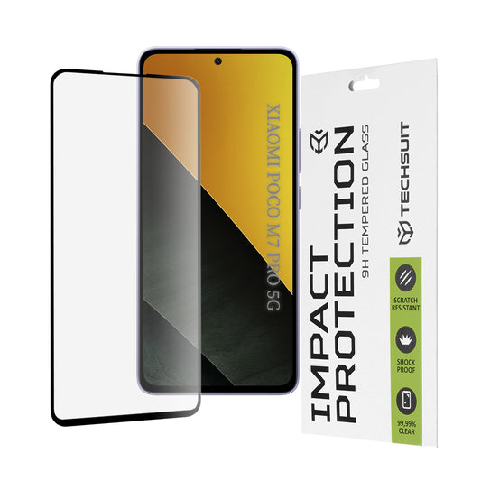 Zaštitna folija za ekran Techsuit za Xiaomi Poco M7 Pro 5G, Kaljeno staklo, Full Glue, 111D, Crna