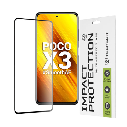 Zaštitna folija za ekran Techsuit za Xiaomi Poco X3 Pro / X3 NFC / X3, Kaljeno staklo, Full Glue, 111D, Crna