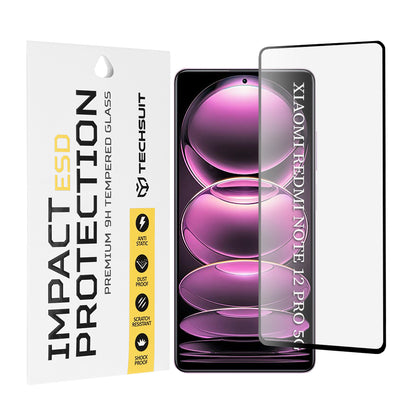 Zaštitna folija za ekran Techsuit za Xiaomi Poco X5 Pro / Redmi Note 12 Pro 5G / Note 12 Pro+, Kaljeno staklo, Full Glue, Crna