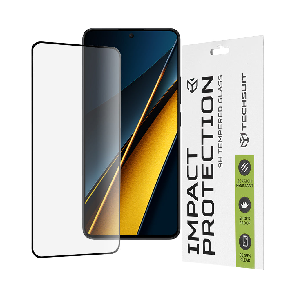 Zaštitna folija za ekran Techsuit za Xiaomi Poco X6 Pro, Kaljeno staklo, Full Glue, 111D, Crna