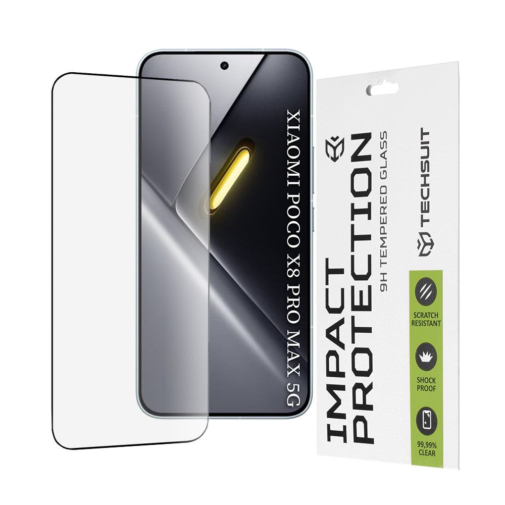 Zaštitna folija za ekran Techsuit za Xiaomi Poco X8 Pro Max, Kaljeno staklo, Full Glue, 111D, Crna