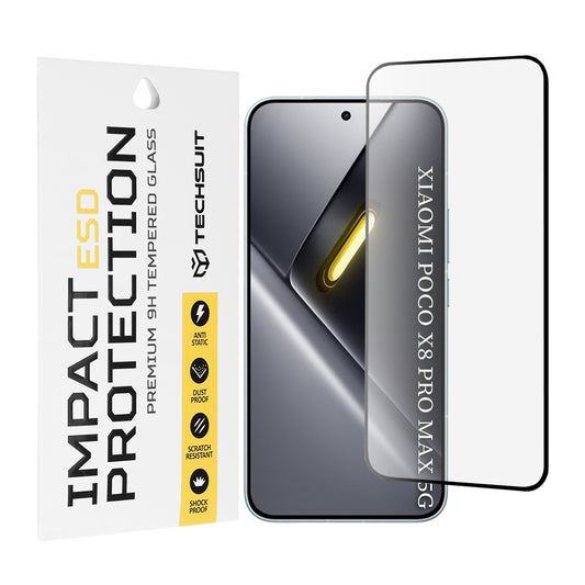 Zaštitna folija za ekran Techsuit za Xiaomi Poco X8 Pro Max, Kaljeno staklo, Full Glue, Crna
