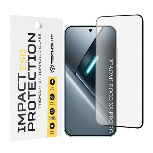Zaštitna folija za ekran Techsuit za Xiaomi Poco X8 Pro, kaljeno staklo, puna ljepila, crna