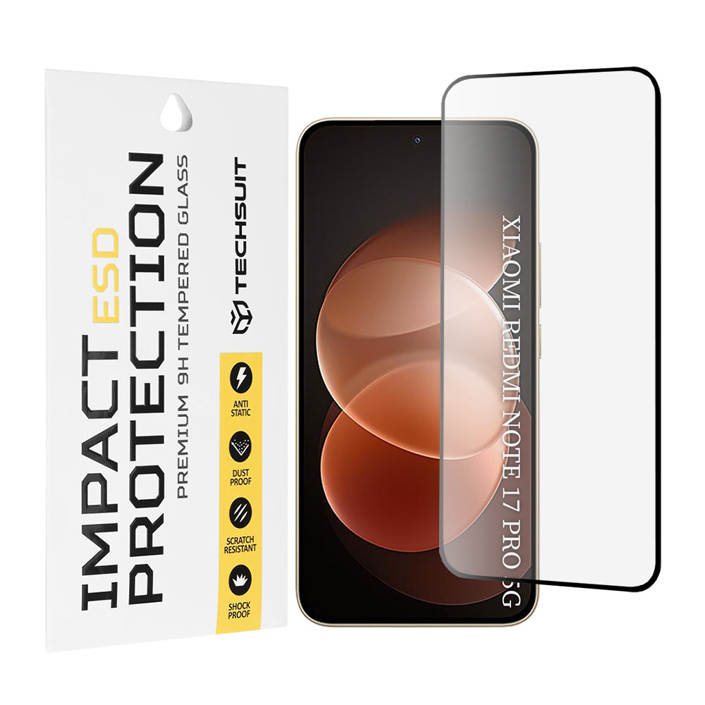 Techsuit zaštitna folija za zaslon za Xiaomi Poco X8 / Redmi Note 17 Pro / Note 17 Pro Max, kaljeno staklo, potpuno ljepljiva, crna
