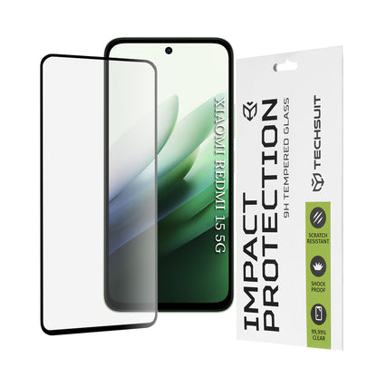 Zaštitna folija za ekran Techsuit za Xiaomi Redmi 15 5G / 15 4G, Kaljeno staklo, Full Glue, 111D, Crna