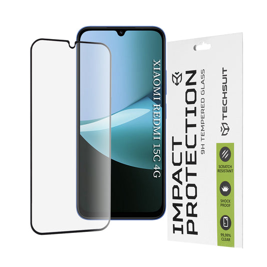 Zaštitna folija za ekran Techsuit za Xiaomi Redmi 15C 5G / 15C 4G, Kaljeno staklo, Full Glue, 111D, Crna