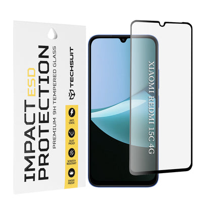 Zaštitna folija za ekran Techsuit za Xiaomi Redmi 15C 5G / 15C 4G, Kaljeno staklo, Full Glue, Crna