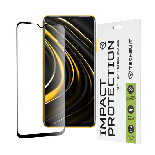 Zaštitna folija za ekran Techsuit za Xiaomi Redmi 9 Power / 9T / Poco M3, Kaljeno staklo, Full Glue, 111D, Crna