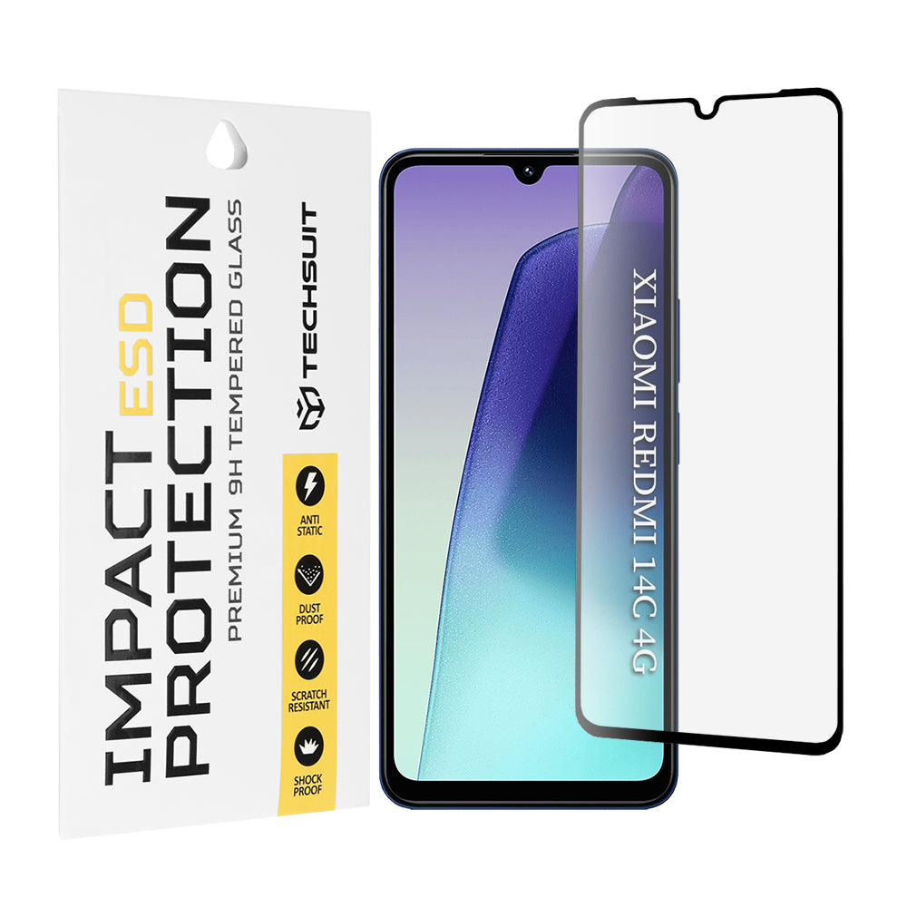 Zaštitna folija za ekran Techsuit za Xiaomi Redmi A5 4G (Regional) / 14C / Poco C75, Kaljeno staklo, Full Glue, Crna