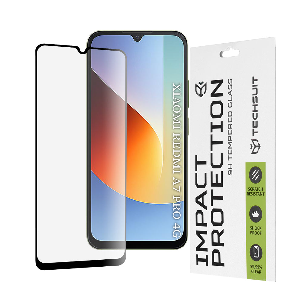 Zaštitna folija za ekran Techsuit za Xiaomi Redmi A7 Pro 4G, Kaljeno staklo, Full Glue, 111D, Crna