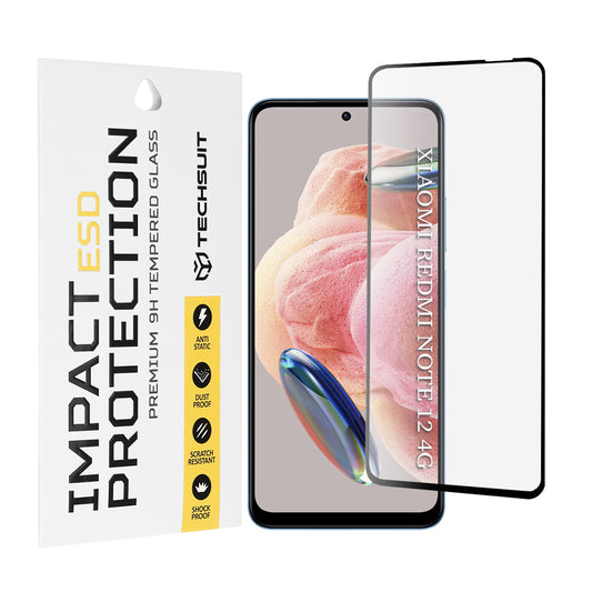 Zaštitna folija za ekran Techsuit za Xiaomi Redmi Note 12 4G / Note 12 5G / Poco X5, Kaljeno staklo, Full Glue, Crna