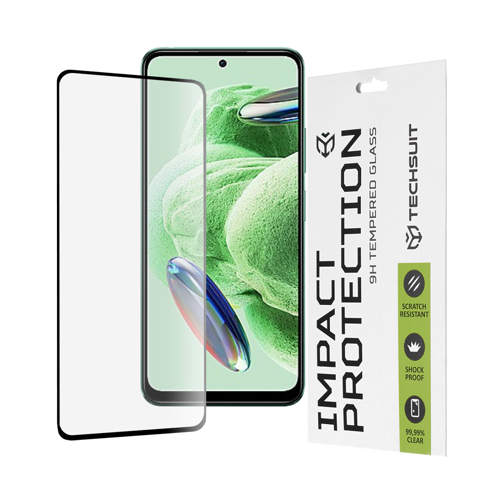 Zaštitna folija za ekran Techsuit za Xiaomi Redmi Note 12 4G / Poco X5 / Note 12 5G, Kaljeno staklo, Full Glue, 111D, Crna