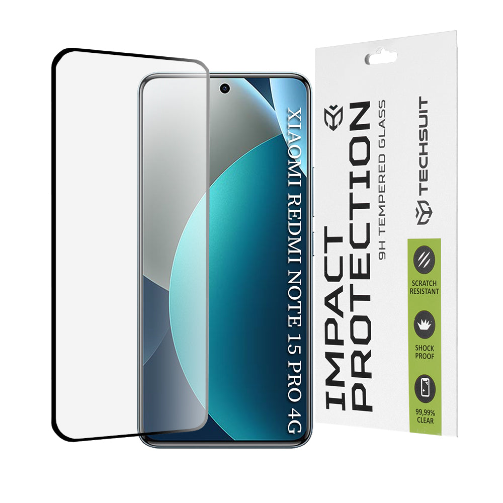 Zaštitna folija za ekran Techsuit za Xiaomi Redmi Note 15 Pro 4G, Kaljeno staklo, Full Glue, 111D, Crna
